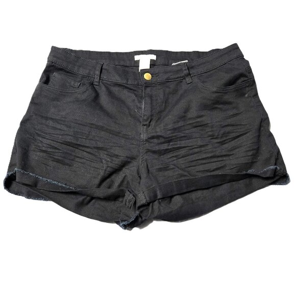 H&M Sz 12 Womens Black Casual Denim Shorts - Picture 1 of 6